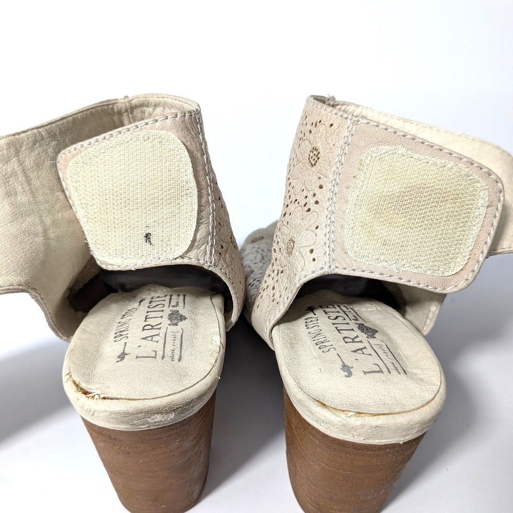 L'Artiste by Spring Step Fab Laser Cut Heel Sandal Cream Boho EU 38 US 7.5 - Picture 13 of 14